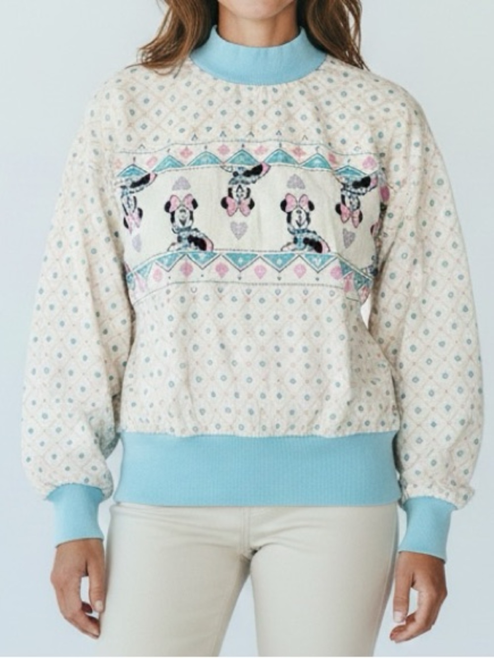 Vintage Disney Mickey Unlimited Minnie Mouse Pastel Allover Sweatshirt